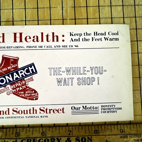 Shoe Store Monarch Indianapolis Old South Side Advertising Ink Blotter Indiana - Picture 4 of 5